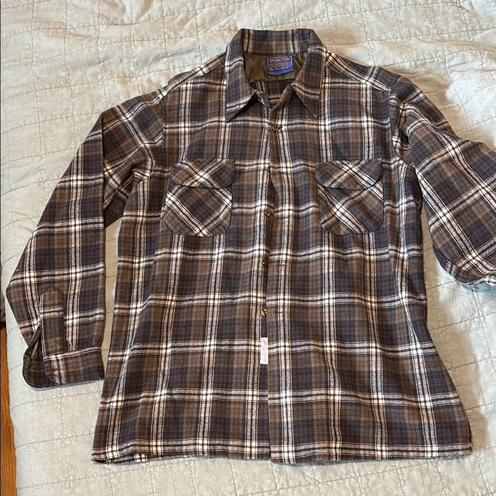 Pendleton Brown and White Plaid Shirt